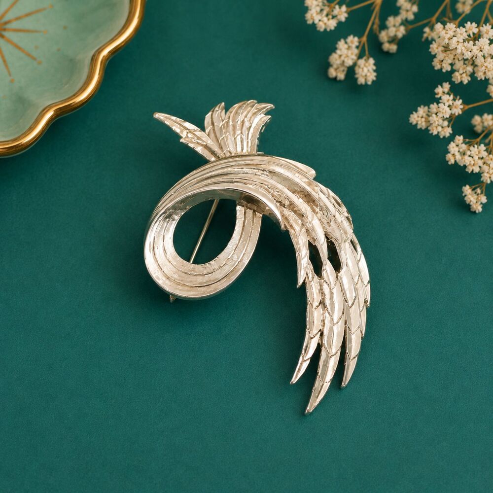 Vintage Monet Silver Tone Freeform Style Brooch Pin